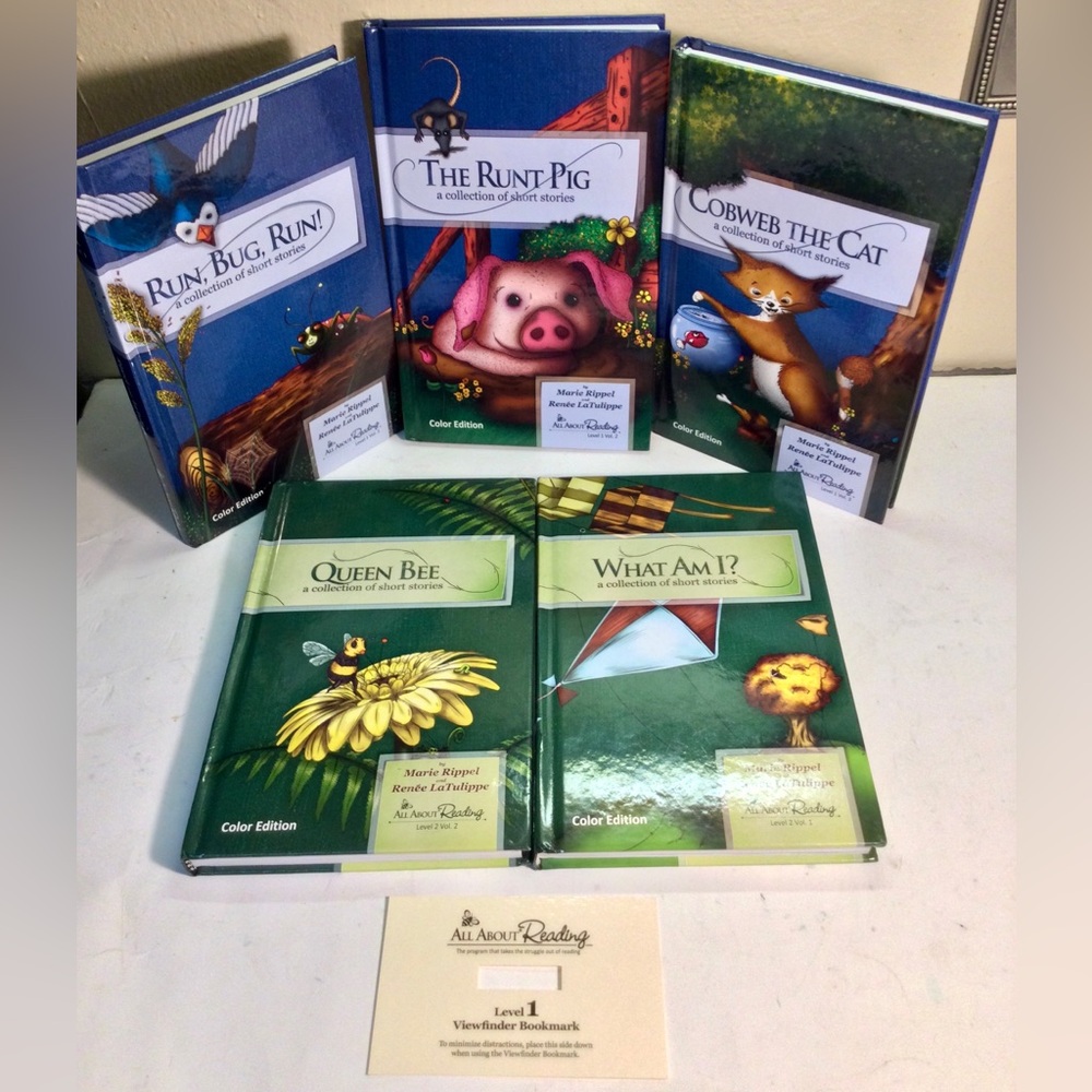 All About Reading Books Level 1 Vol 1-3 Level 2 Vol 1-2 Lot 5 What Am I Color Ed